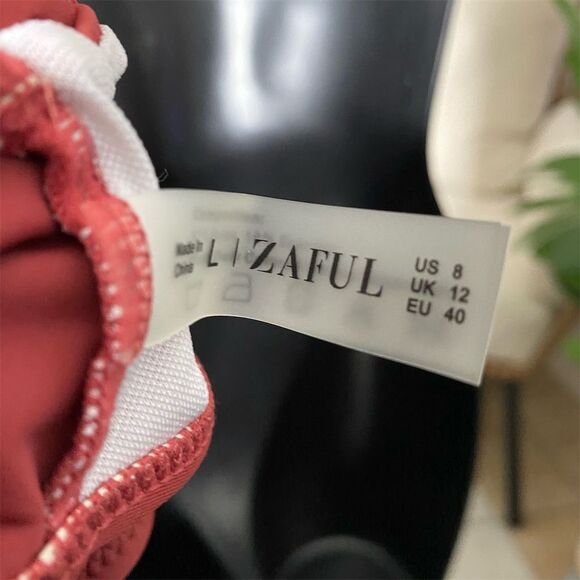 ZAFUL Women's Deep V-Neck Ruffle One Piece Swimsuit Red Size US 8 NWT - Picture 6 of 6